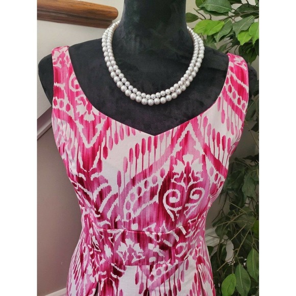 Perceptions Women's Pink Cotton Sleeveless Sweatheart Neck Knee Length Dress 12 - Picture 2 of 11